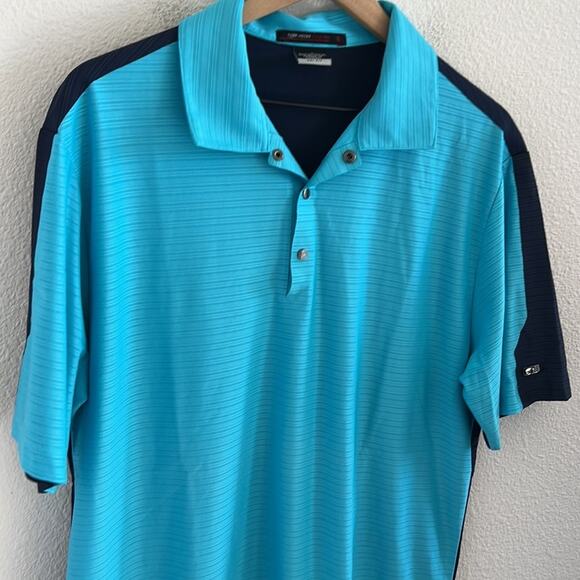Nike Tiger Woods Collection Polo Dri Fit Contrasting Blue Large - Picture 7 of 7